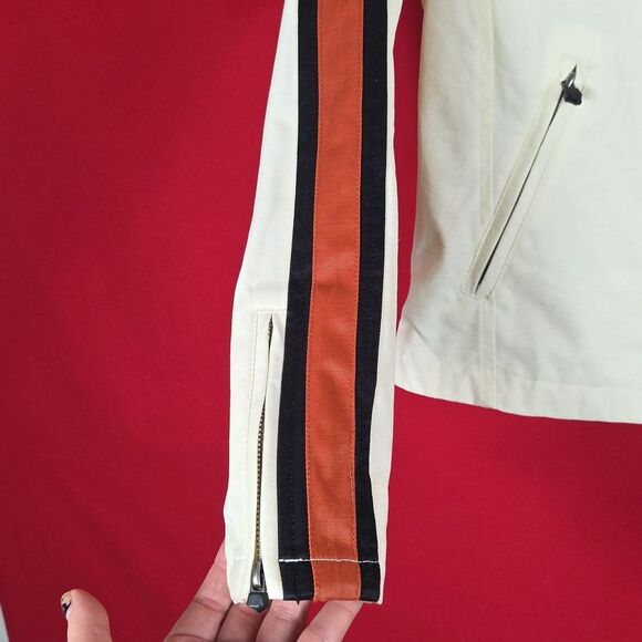 HARLEY DAVIDSON VINTAGE  Stripe Jacket Orange White Womens‎ Size XS Motorcycle - Picture 4 of 15